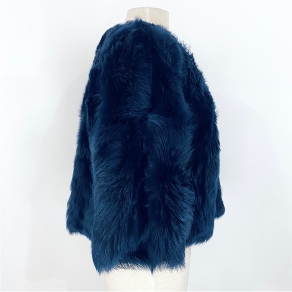 Club Monaco collection dyed navy blue/ blue genuine lamb fur pullover - Picture 4 of 10
